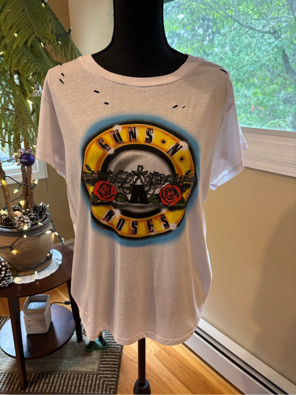 White Graphic Band Tee